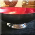 S27. Silverplate by Wallace footed bowl with red interior. Some scratching. - $18 